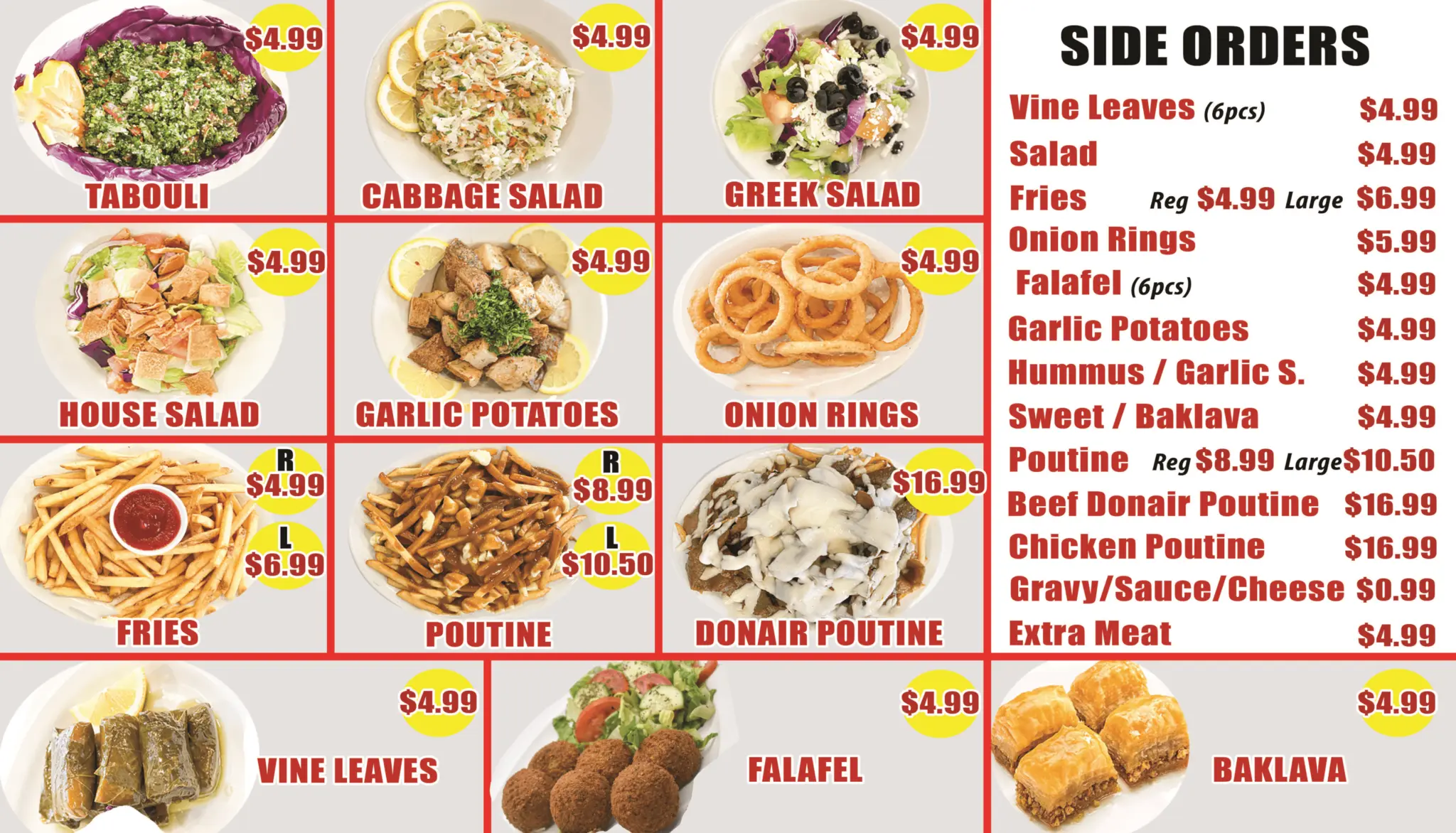 Side Orders and French Fries And Tabouli